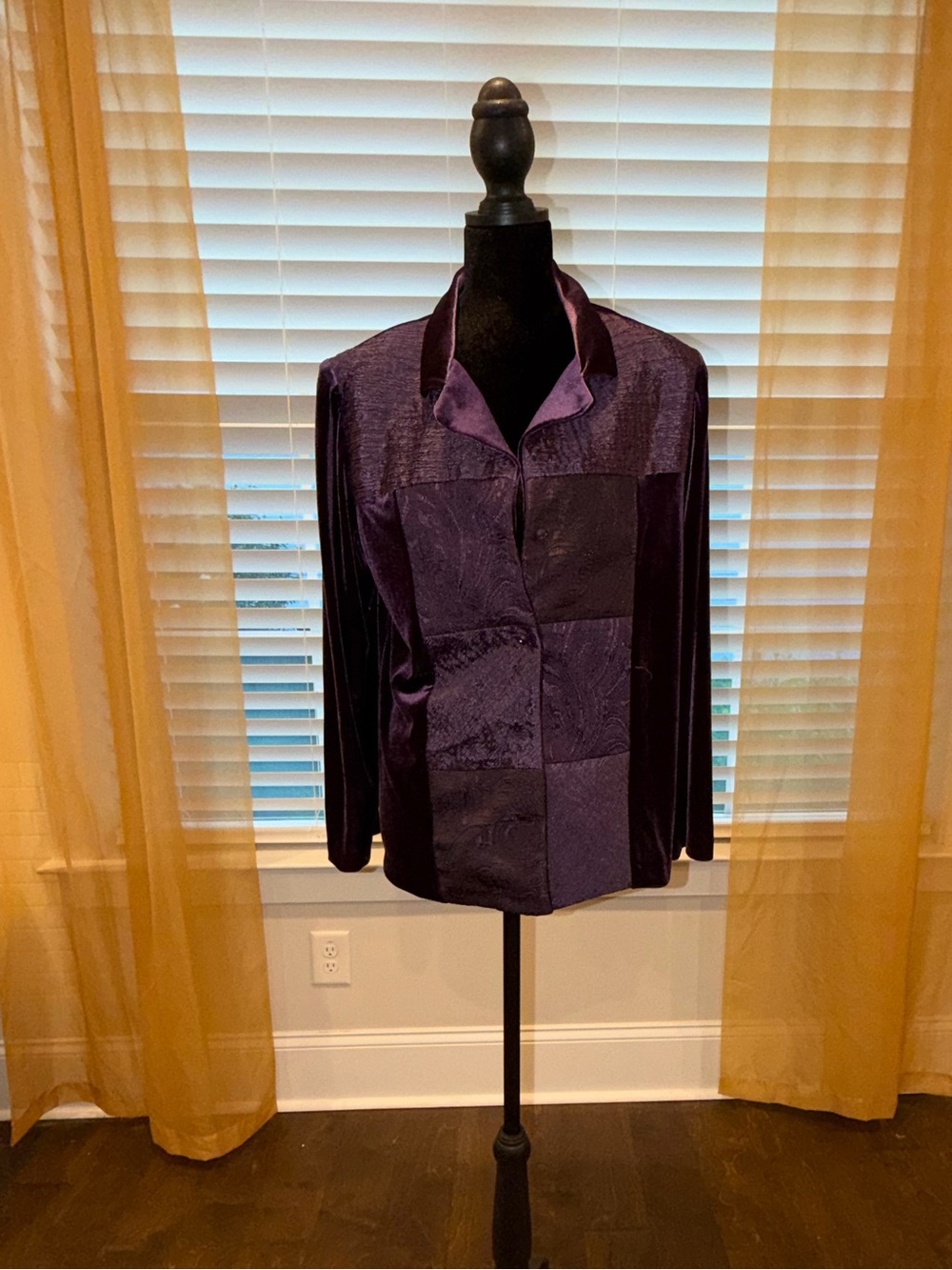 K Studio Purple Velvet Patchwork Blazer / Jacket Size 12